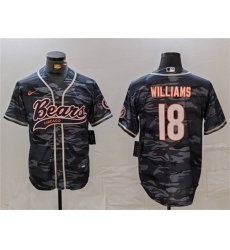 Men's Chicago Bears #18 Caleb Williams Grey Camo With Cool Base Stitched Baseball Jersey