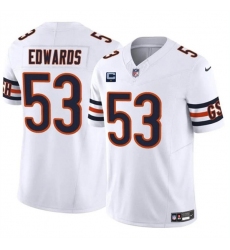 Men's Chicago Bears #53 T.J. Edwards White 2024 F.U.S.E. With 1-star C Vapor Untouchable Limited Football Stitched Jersey