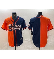 Men's Chicago Bears Blank Orange Navy Split With Cool Base Stitched Baseball Jersey