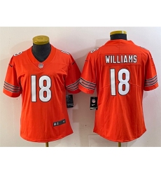 Women's Chicago Bears #18 Caleb Williams Orange 2024 Draft Vapor Football Stitched Jersey(Run Small)