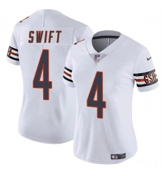 Women's Chicago Bears #4 D’Andre Swift White 2024 Vapor Football Stitched Jersey(Run Small)