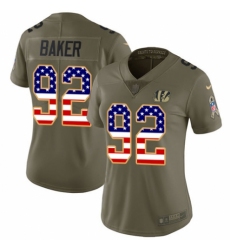 Women's Nike Cincinnati Bengals #92 Chris Baker Limited Olive/USA Flag 2017 Salute to Service NFL Jersey