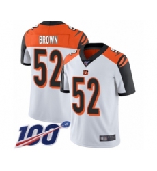 Men's Cincinnati Bengals #52 Preston Brown White Vapor Untouchable Limited Player 100th Season Football Jersey