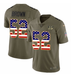 Men's Nike Cincinnati Bengals #52 Preston Brown Limited Olive/USA Flag 2017 Salute to Service NFL Jersey