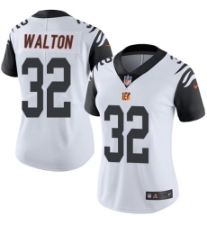 Women's Nike Cincinnati Bengals #32 Mark Walton Limited White Rush Vapor Untouchable NFL Jersey