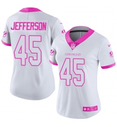 Women's Nike Cincinnati Bengals #45 Malik Jefferson Limited White Pink Rush Fashion NFL Jersey