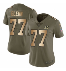 Women's Nike Cincinnati Bengals #77 Cordy Glenn Limited Olive/Gold 2017 Salute to Service NFL Jersey