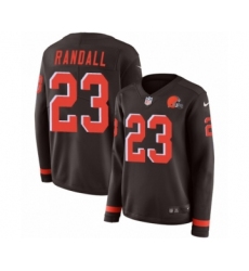Women's Nike Cleveland Browns #23 Damarious Randall Limited Brown Therma Long Sleeve NFL Jersey