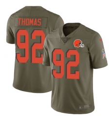 Men's Nike Cleveland Browns #92 Chad Thomas Limited Olive 2017 Salute to Service NFL Jersey