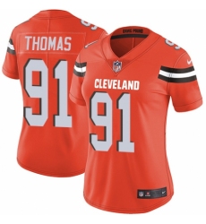 Women's Nike Cleveland Browns #91 Chad Thomas Orange Alternate Vapor Untouchable Limited Player NFL Jersey