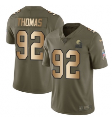 Youth Nike Cleveland Browns #92 Chad Thomas Limited Olive Gold 2017 Salute to Service NFL Jersey