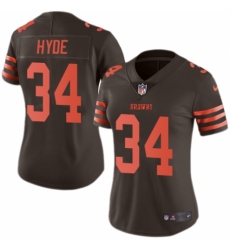 Women's Nike Cleveland Browns #34 Carlos Hyde Limited Brown Rush Vapor Untouchable NFL Jersey