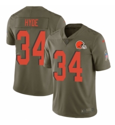 Youth Nike Cleveland Browns #34 Carlos Hyde Limited Olive 2017 Salute to Service NFL Jersey