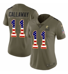 Women's Nike Cleveland Browns #11 Antonio Callaway Limited Olive/USA Flag 2017 Salute to Service NFL Jersey