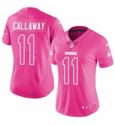 Women's Nike Cleveland Browns #11 Antonio Callaway Limited Pink Rush Fashion NFL Jersey