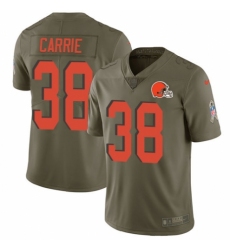 Men's Nike Cleveland Browns #38 T. J. Carrie Limited Olive 2017 Salute to Service NFL Jersey