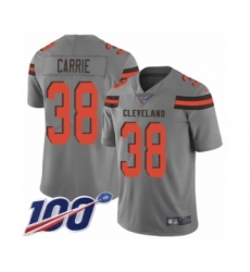 Youth Cleveland Browns #38 T. J. Carrie Limited Gray Inverted Legend 100th Season Football Jersey
