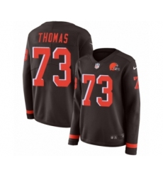 Women's Nike Cleveland Browns #80 Jarvis Landry Limited Black Salute to Service Therma Long Sleeve NFL Jersey