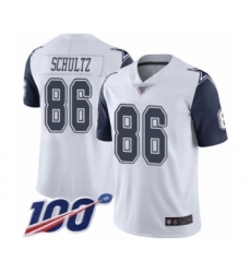 Men's Dallas Cowboys #86 Dalton Schultz Limited White Rush Vapor Untouchable 100th Season Football Jersey