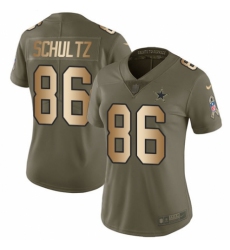 Women's Nike Dallas Cowboys #86 Dalton Schultz Limited Olive/Gold 2017 Salute to Service NFL Jersey