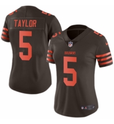 Women's Nike Cleveland Browns #5 Tyrod Taylor Limited Brown Rush Vapor Untouchable NFL Jersey