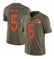 Youth Nike Cleveland Browns #5 Tyrod Taylor Limited Olive 2017 Salute to Service NFL Jersey