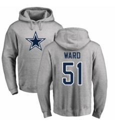 NFL Nike Dallas Cowboys #51 Jihad Ward Ash Name & Number Logo Pullover Hoodie