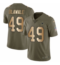 Men's Nike Dallas Cowboys #49 Jamize Olawale Limited Olive/Gold 2017 Salute to Service NFL Jersey