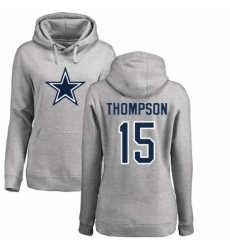 NFL Women's Nike Dallas Cowboys #15 Deonte Thompson Ash Name & Number Logo Pullover Hoodie