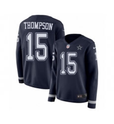 Women's Nike Dallas Cowboys #15 Deonte Thompson Limited Navy Blue Therma Long Sleeve NFL Jersey