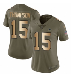 Women's Nike Dallas Cowboys #15 Deonte Thompson Limited Olive/Gold 2017 Salute to Service NFL Jersey