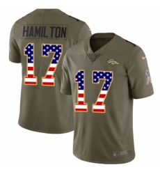 Youth Nike Denver Broncos #17 DaeSean Hamilton Limited Olive/USA Flag 2017 Salute to Service NFL Jersey