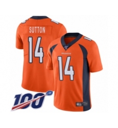 Men's Denver Broncos #14 Courtland Sutton Orange Team Color Vapor Untouchable Limited Player 100th Season Football Jersey