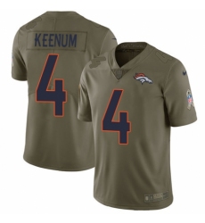 Men's Nike Denver Broncos #4 Case Keenum Limited Olive 2017 Salute to Service NFL Jersey