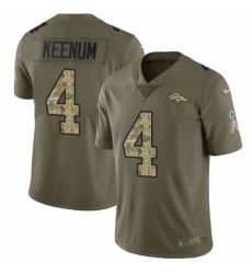 Youth Nike Denver Broncos #4 Case Keenum Limited Olive/Camo 2017 Salute to Service NFL Jersey