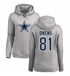 NFL Women's Nike Dallas Cowboys #81 Terrell Owens Ash Name & Number Logo Pullover Hoodie