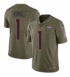 Youth Nike Denver Broncos #1 Marquette King Limited Olive 2017 Salute to Service NFL Jersey