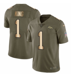 Youth Nike Denver Broncos #1 Marquette King Limited Olive/Gold 2017 Salute to Service NFL Jersey