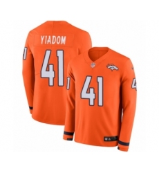 Men's Nike Denver Broncos #41 Isaac Yiadom Limited Orange Therma Long Sleeve NFL Jersey