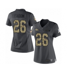 Women's Denver Broncos #26 Isaac Yiadom Limited Black 2016 Salute to Service Football Jersey