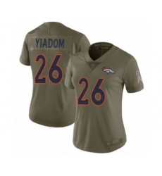 Women's Denver Broncos #26 Isaac Yiadom Limited Olive 2017 Salute to Service Football Jersey