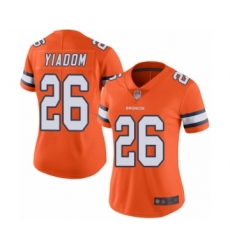 Women's Denver Broncos #26 Isaac Yiadom Limited Orange Rush Vapor Untouchable Football Jersey