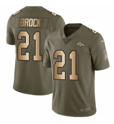 Men's Nike Denver Broncos #21 Tramaine Brock Limited Olive/Gold 2017 Salute to Service NFL Jersey