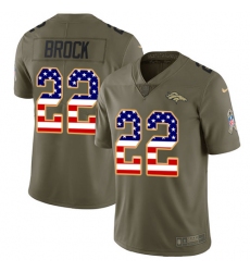 Men's Nike Denver Broncos #22 Tramaine Brock Limited Olive USA Flag 2017 Salute to Service NFL Jersey