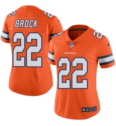 Women Nike Denver Broncos #22 Tramaine Brock Limited Orange Rush Vapor Untouchable NFL Jersey