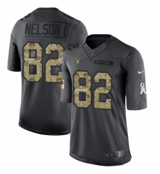 Men's Nike Oakland Raiders #82 Jordy Nelson Limited Black 2016 Salute to Service NFL Jersey