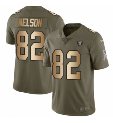 Men's Nike Oakland Raiders #82 Jordy Nelson Limited Olive/Gold 2017 Salute to Service NFL Jersey