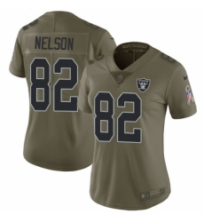 Women's Nike Oakland Raiders #82 Jordy Nelson Limited Olive 2017 Salute to Service NFL Jersey