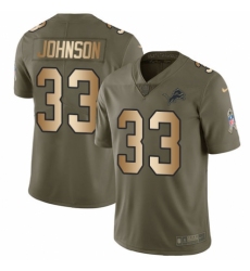 Men's Nike Detroit Lions #33 Kerryon Johnson Limited Olive/Gold Salute to Service NFL Jersey
