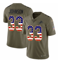 Youth Nike Detroit Lions #33 Kerryon Johnson Limited Olive/USA Flag Salute to Service NFL Jersey